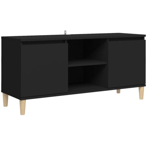 TV Cabinet with Solid Wood Legs Black 103.5x35x50 cm vidaXL (1/5)