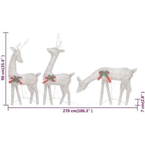 Christmas Reindeer Family 270x7x90 cm Gold Warm White Mesh vidaXL