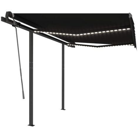 Manual Retractable Awning with LED 3x2.5 m Anthracite vidaXL