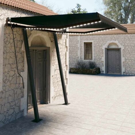 Manual Retractable Awning with LED 3x2.5 m Anthracite vidaXL
