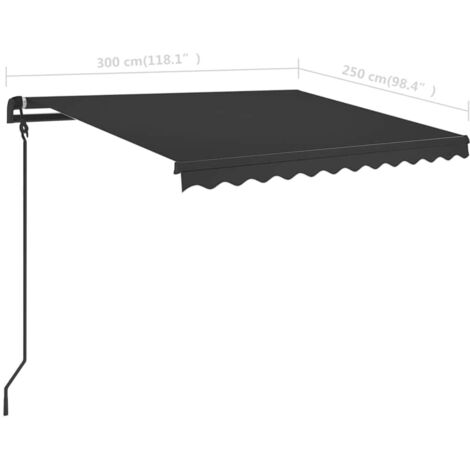 Manual Retractable Awning with LED 3x2.5 m Anthracite vidaXL