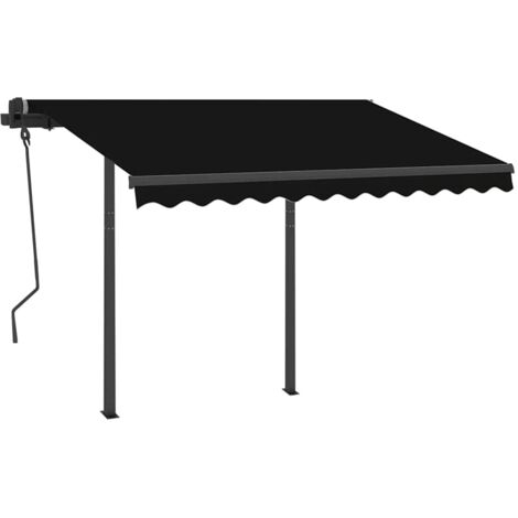 Manual Retractable Awning with LED 3x2.5 m Anthracite vidaXL