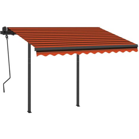 Manual Retractable Awning with LED 3x2.5 m Orange and Brown vidaXL
