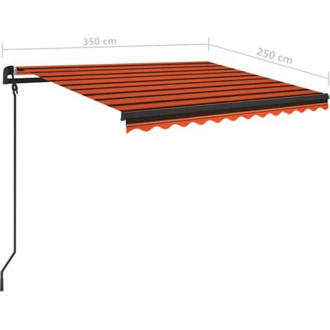 Manual Retractable Awning with LED 3.5x2.5 m Orange and Brown vidaXL