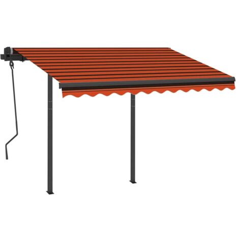Manual Retractable Awning with LED 3.5x2.5 m Orange and Brown vidaXL