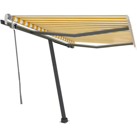 Manual Retractable Awning with LED 300x250 cm Yellow and White vidaXL