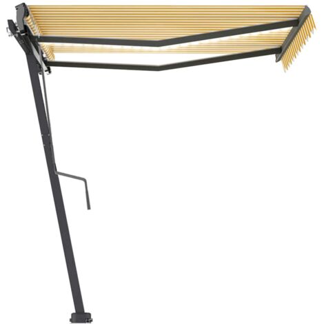 Manual Retractable Awning with LED 300x250 cm Yellow and White vidaXL