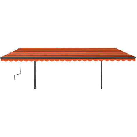 Manual Retractable Awning with LED 6x3 m Orange and Brown vidaXL
