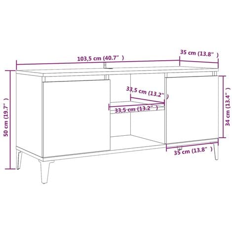 TV Cabinet with Metal Legs Concrete Grey 103.5x35x50 cm vidaXL