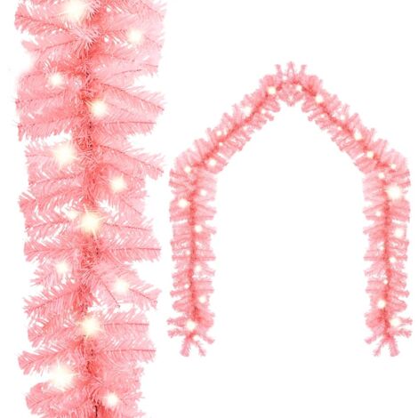Christmas Garland with LED Lights 5 m Pink vidaXL