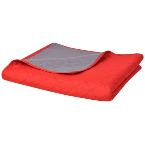 Double-sided Quilted Bedspread Red and Grey 170x210 cm vidaXL
