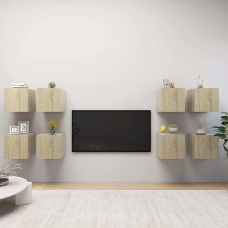 Wall Mounted TV Cabinets 8 pcs Sonoma Oak 30.5x30x30 cm vidaXL (1/5)
