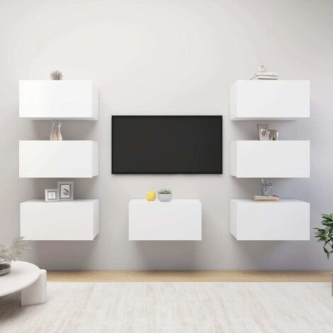 TV Cabinets 7 pcs White 30.5x30x60 cm Engineered Wood vidaXL (1/5)