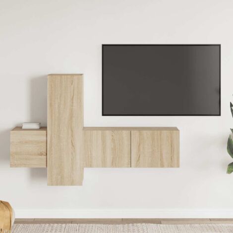 3 Piece TV Cabinet Set Sonoma Oak Engineered Wood vidaXL (1/5)
