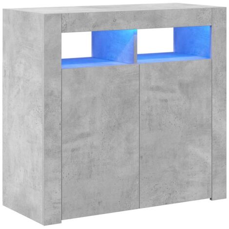 Sideboard with LED Lights Concrete Grey 80x35x75 cm vidaXL