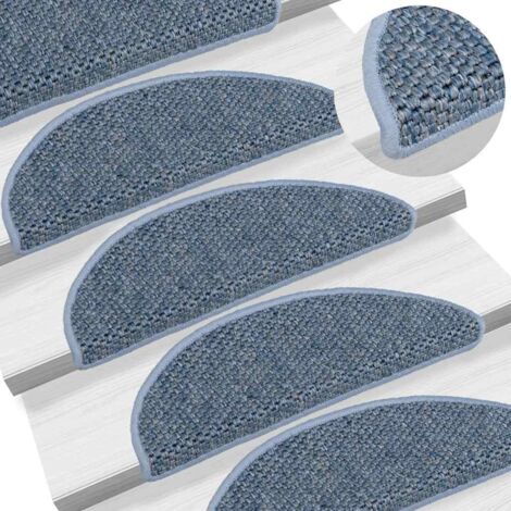 Stair Mats Self-adhesive Sisal-Look 15 pcs 56x17x3 cm Blue vidaXL