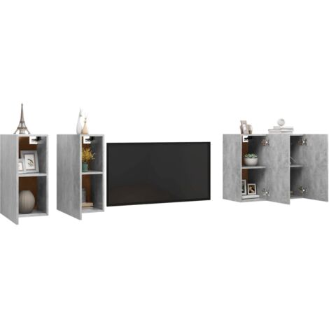 TV Cabinets 4 pcs Concrete Grey 30.5x30x60 cm Engineered Wood vidaXL
