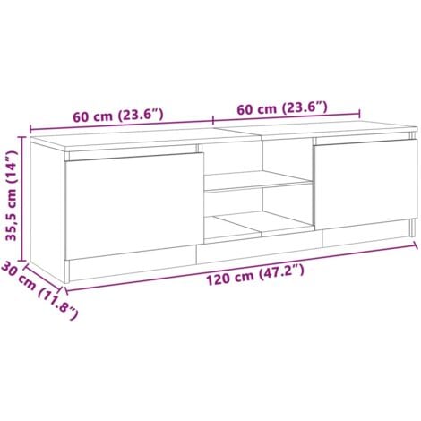 TV Cabinet with LED Lights Concrete Grey 120x30x35.5 cm vidaXL