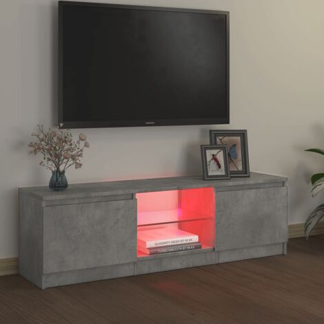 TV Cabinet with LED Lights Concrete Grey 120x30x35.5 cm vidaXL