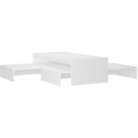 vidaXL Nesting Coffee Table 100x100x26.5 cm Chipboard Set White - White