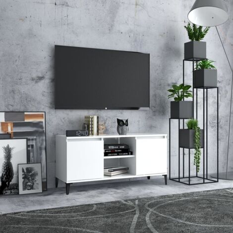 TV Cabinet with Metal Legs White 103.5x35x50 cm vidaXL (1/5)