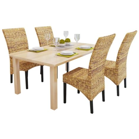 Dining Chairs 4 pcs Abaca and Solid Mango Wood vidaXL (1/5)