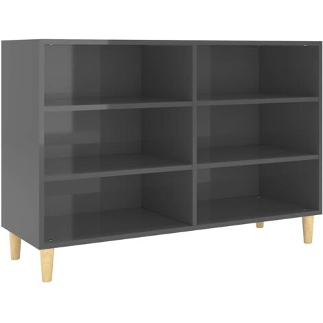 Sideboard High Gloss Grey 103.5x35x70 cm Engineered Wood vidaXL (1/5)