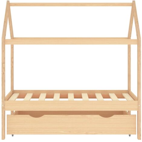Kids Bed Frame with a Drawer Solid Pine Wood 70x140 cm vidaXL