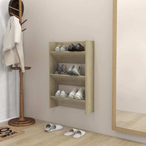 Wall Shoe Cabinet Sonoma Oak 60x18x90 cm Engineered Wood vidaXL