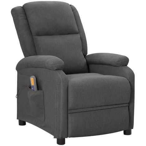 vidaXL Wing Back TV Recliner Chair Fabric Dark Grey - Grey