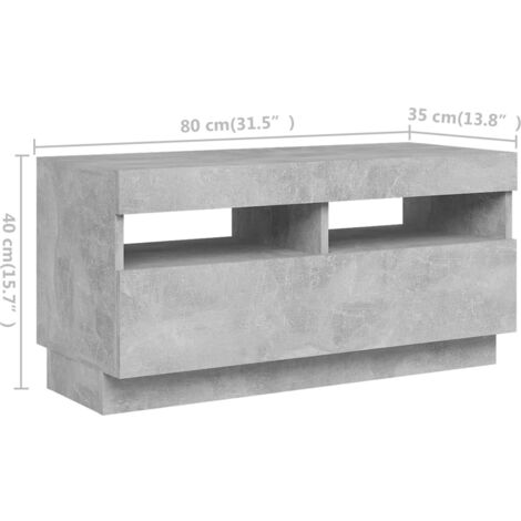 TV Cabinet with LED Lights Concrete Grey 180x35x40 cm vidaXL