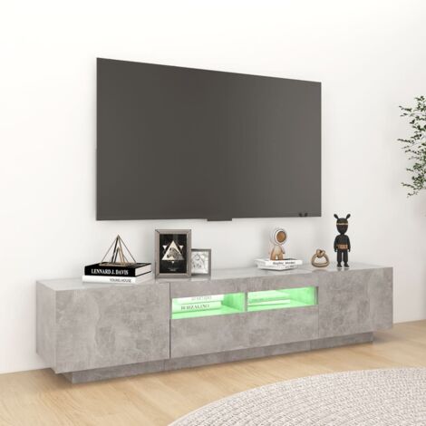 TV Cabinet with LED Lights Concrete Grey 180x35x40 cm vidaXL