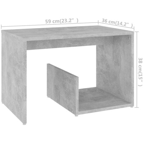 Side Table Concrete Grey 59x36x38 cm Engineered Wood vidaXL
