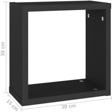 Wall Cube Shelves 2 pcs Black 30x15x30 cm vidaXL
