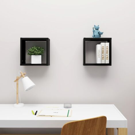 Wall Cube Shelves 2 pcs Black 30x15x30 cm vidaXL