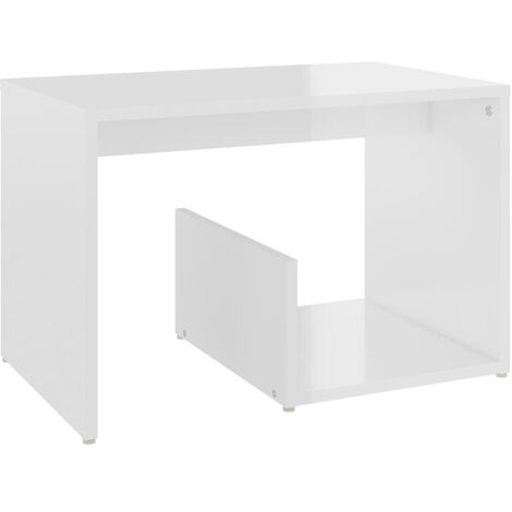 vidaXL Side Table 59x36x38 cm Chipboard High Gloss White - White