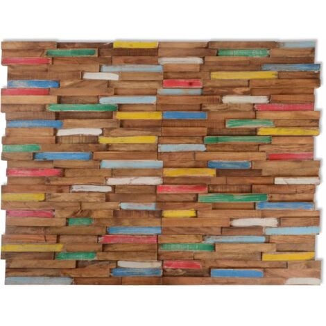 main image of "vidaXL Wall Cladding Panels 10 pcs 1.03 m² Solid Teak Wood - Multicolour"