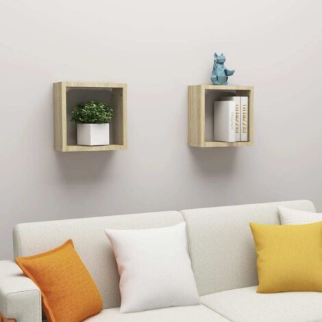 Wall Cube Shelves 2 pcs Sonoma Oak 30x15x30 cm vidaXL