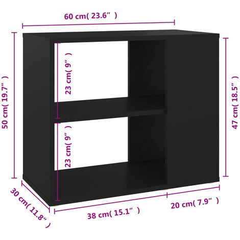 Side Cabinet Black 60x30x50 cm Engineered Wood vidaXL