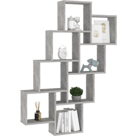 Wall Cube Shelf Concrete Grey 90x15x119 cm Engineered Wood vidaXL