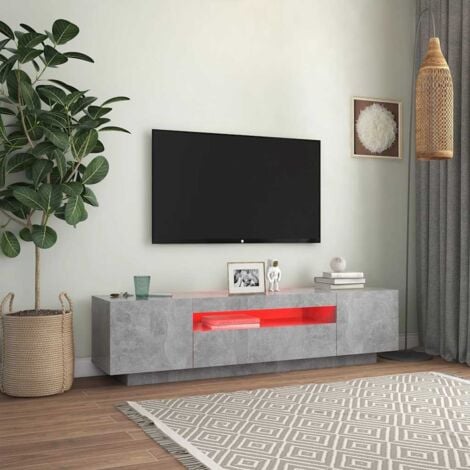 TV Cabinet with LED Lights Concrete Grey 160x35x40 cm vidaXL