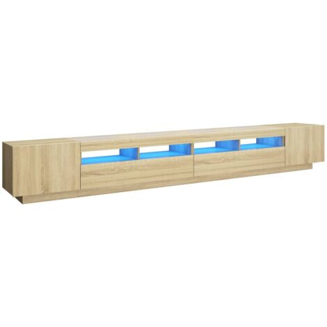 TV Cabinet with LED Lights Sonoma Oak 300x35x40 cm vidaXL