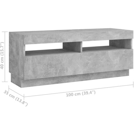 TV Cabinet with LED Lights Concrete Grey 200x35x40 cm vidaXL