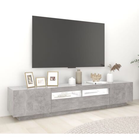 TV Cabinet with LED Lights Concrete Grey 200x35x40 cm vidaXL