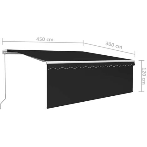Manual Retractable Awning with Blind&LED 4.5x3m Anthracite vidaXL