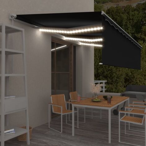 Manual Retractable Awning with Blind&LED 6x3m Anthracite vidaXL (1/5)