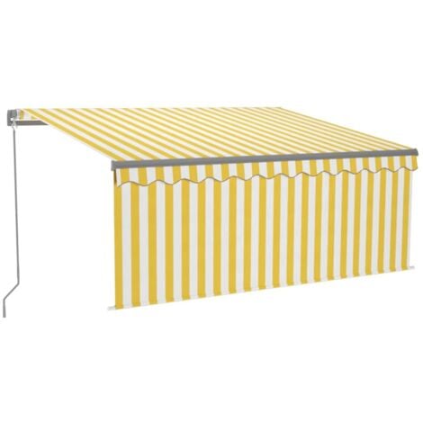 Manual Retractable Awning with Blind&LED 3.5x2.5m Yellow&White vidaXL