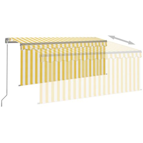 Manual Retractable Awning with Blind&LED 3.5x2.5m Yellow&White vidaXL