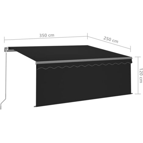 Manual Retractable Awning with Blind&LED 3.5x2.5m Anthracite vidaXL