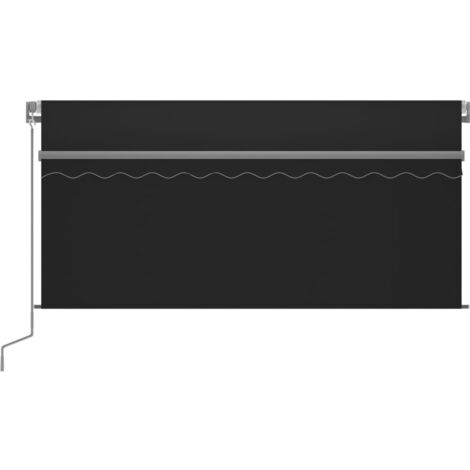 Manual Retractable Awning with Blind&LED 3.5x2.5m Anthracite vidaXL